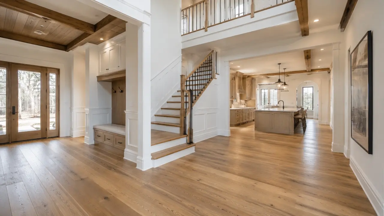 Finished Southern Utah interior with hardwood floors and custom millwork